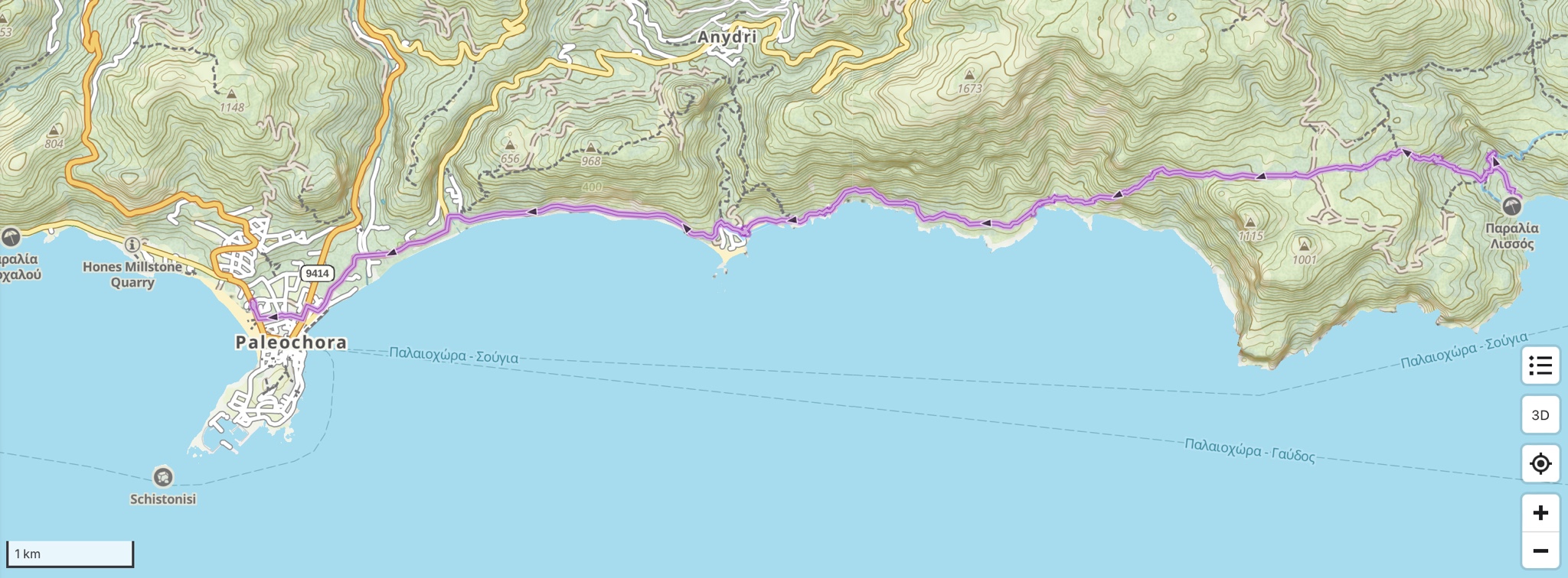 The route to Paleochora, the “Old Country”